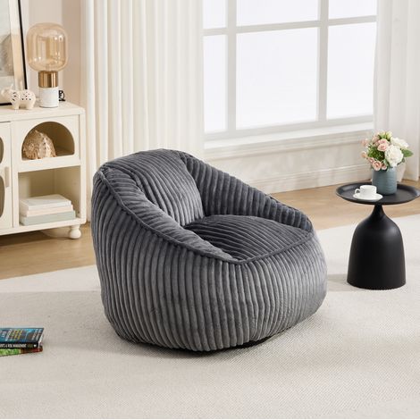 Beanbag-Sessel 46x43x29 cm aus Chenille in Dunkelgrau mit Memory-Schaum – MEUBLIV (1/5)