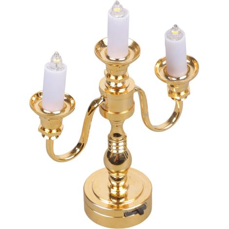 Lámpara de mesa miniatura dorada de 3 brazos, para el hogar.