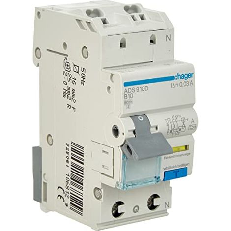 Hager ADS910D FI-LS 1P+N 6Ka B-10A 30Ma A QC (1/2)