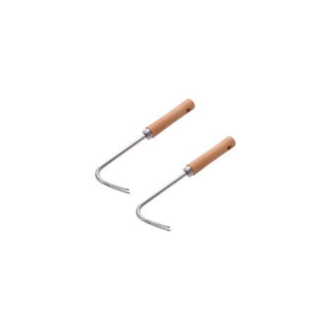 Set mit 2 manuellen Gartenunkrautstechern, Holzgriff, praktisches Werkzeug für die Gartenpflege (1/5)