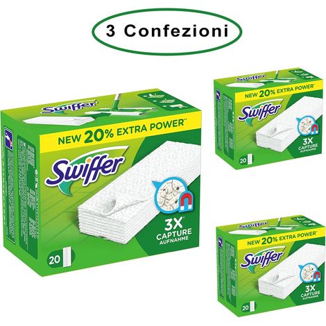 Swiffer panni di ricambio cattura polvere per scopa swiffer 3 confezioni da 20 panni