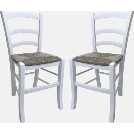 Dmora Lot de 2 chaises classiques en bois, pour salle à manger, cuisine ou salon, Made in Italy, cm 46x42h87, Couleur Blanc (1/2)