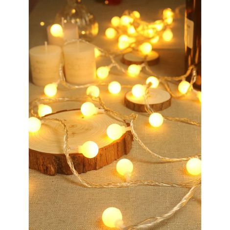 Guirlande lumineuse d'extérieur, 10 m, 80 LED, à piles, étanche IP65, idéale pour les chambres et la décoration de Noël (blanc chaud). (1/5)