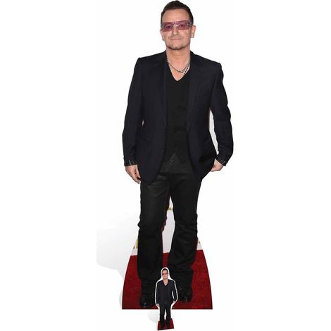 Figurine en carton U2 Bono veste noire et lunettes roses 167cm (1/4)