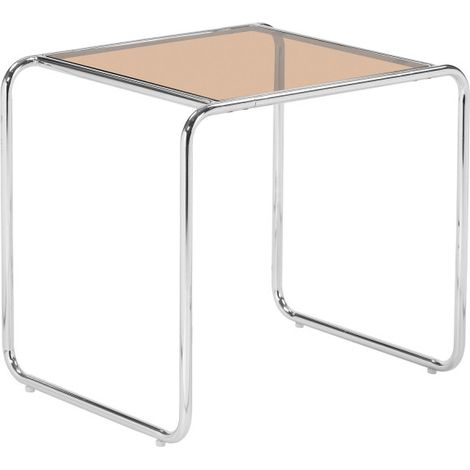 Table d'appoint en verre pieds chrome - Verre ambré - Rika (1/5)