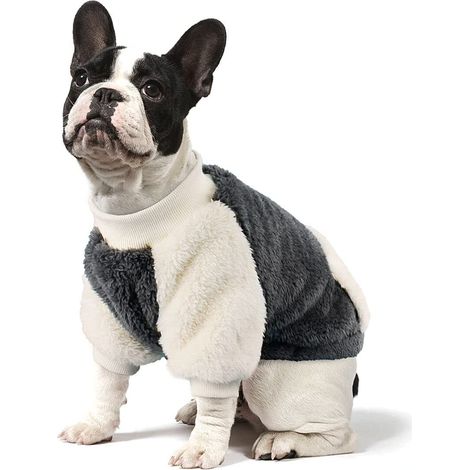Title: Pull en Polaire pour Chien Vêtement Chaud et Souple de Style Mignon pour Petits et Moyens Chiens Chats Chandail d'hiver avec Poche Motif Bicolore (1/5)