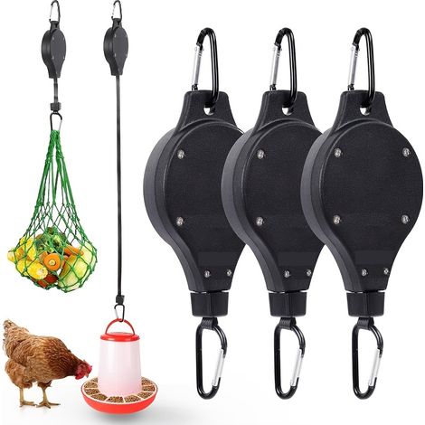Ensemble de 3 mangeoires télescopiques réglables pour poules, accessoires pour crochets à plantes (1/5)