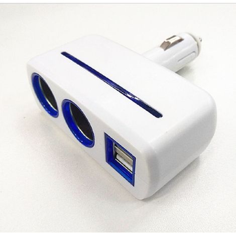 3.1A Car Charger with Dual USB Ports (1 to 2) - 1637 Car Cigarette Lighter (White) (1/4)