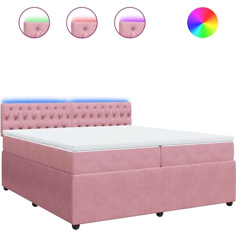 Maison Exclusive - Cama box spring con colchón terciopelo rosa 20