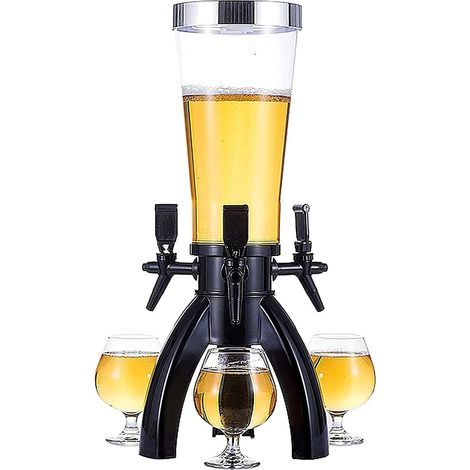 Girafe à Bière, Distributeur de Boissons 3L Dispensateur de distributeur de tour de bière Dispensateur avec 3 robinets et tube de glace for la fête KTV Restaurant buffet barbecue Distributeur de tour (1/5)