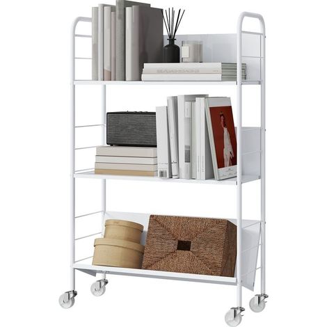 Shelf to delivered/storage to 3 levels, to casters, shelf to toys for bedroom, 69 x 26 x 108 cm, white (1/5)