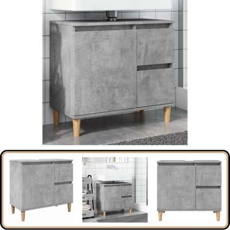 vidaXL Waschbeckenunterschrank Betongrau 65x33x60 cm Holzwerkstoff