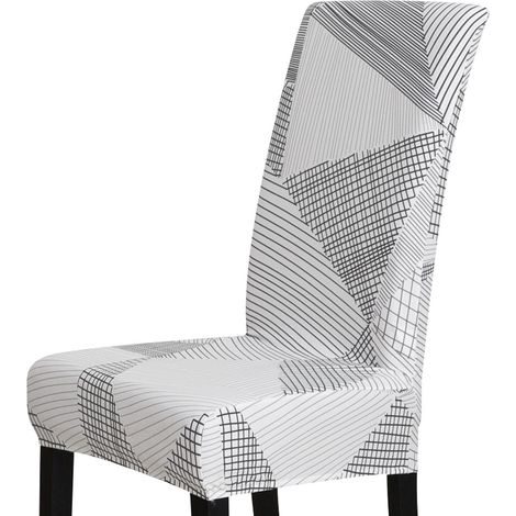 Housse de chaise à motif géométrique blanc et gris clair