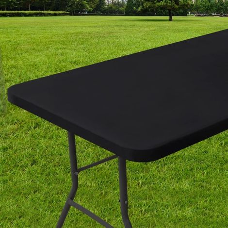 Toile rectangulaire en polyester imperméable et élastique pour table pliante de 1,80 m, camping, activités de plein air (noir, 76,20 cm x 182,88 cm) (1/5)