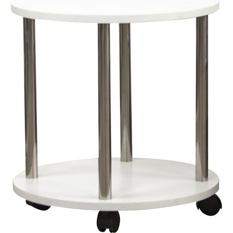 Tavolo Tavolino Salotto con 4 Ruote Carrello Carrellino Legno MDF Bianco