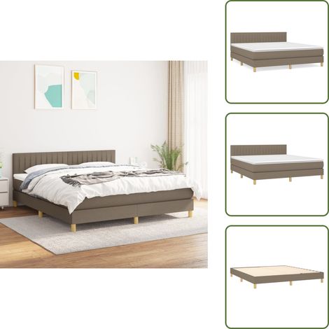 The Living Store Sommier à lattes de lit avec matelas Taupe 160x200 cm Tissu - Lit Tapissier - Lit Double - Matelas À Ressorts Ensachés - Literie - Chambre À Coucher