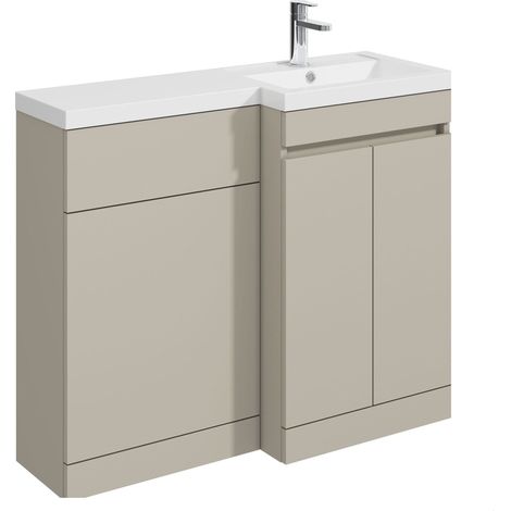 Balterley Tean 1000mm Floor Standing Compact Unit with Right Hand Polymarble Basin - Pebble Grey