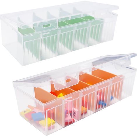 Cliquez pour voir la vue complète 2 Pièces Boîtes de Rangement pour Câbles Rangement Chargeur et Cable Boîte de Gestion des Câbles Transparent Boîte D'organisation de Câbles avec 5 Séparateurs Amovibl (1/5)