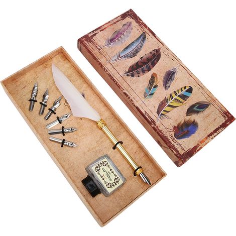 Stylo Plume Calligraphie Vintage - Coffret Cadeau Étudiant pour Noël Anniversaire - Style Simple et Élégant (1/5)
