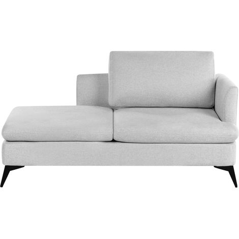 Chaise Lounge moderna a destra Rivestimento in tessuto poliestere con cuscino Gambe in metallo Grigio chiaro Sievoz