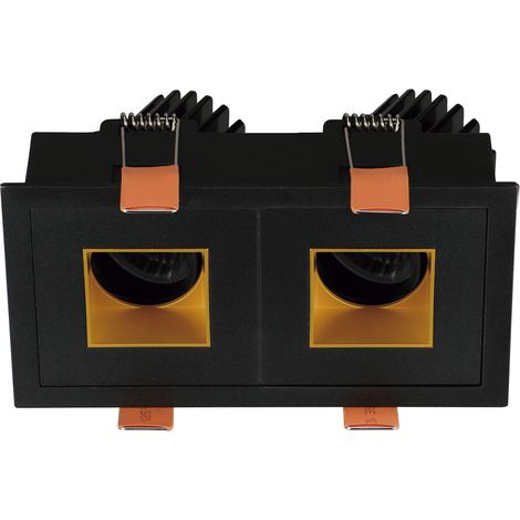 Empotrable techo tilt VIP3 2X Cuadrado Cuadrado LED COB 2x4.70W 680lm(934lm) CRI90 3000K 50º Negro Oro (1/2)