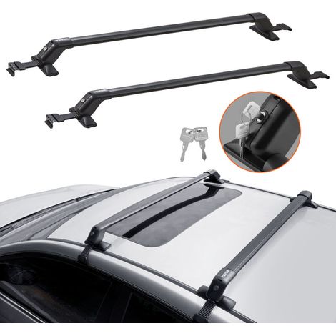 Vevor – Barres de toit transversales universelles 2 pièces – Aluminium léger – Charge 70,3 kg – Installation facile pour véhicules à toit nu (1/5)