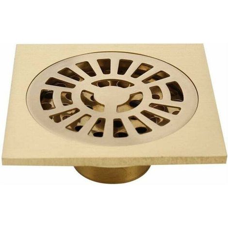 Duschablauf, Duschablauf, 10,2 cm quadratischer Duschbodenablauf aus Messing mit abnehmbarem Deckel, Haarablauf für Küche, Toilette usw. (1/4)