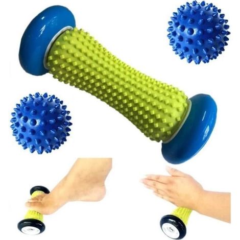Rouleaux en Mousse,Foam Roller Masseurs Pour Les Pieds,Boule Massage Pied épineuse,Musculaire Massage et Relaxation(1 Roller+2 Ball) (1/4)