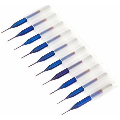 10pcs Cône Fraise en Carbure, Forets Fraises à noyer de Tungstène Bleu Enduit Fraises en Bout pour Machine de Gravure Carte de Circuit Imprimé SCM (0.6mm) (1/5)