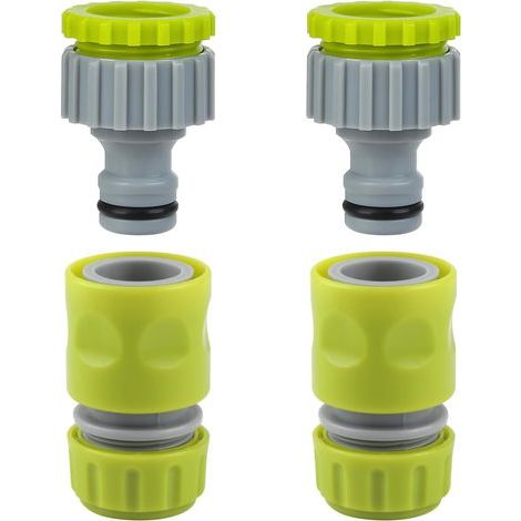 4-teiliges Wasserhahn-Anschlussset mit 2 Packungen 1/2"- und 3/4"-Wasserhahnanschlüssen, 2-in-1-Wasserhahnadapter, 1/2"-Gartenschlauch-Endverbindern aus Kunststoff, Schnellkupplungs-Bewässerungsanschl (1/5)