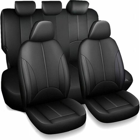Sollbry – Housse de siège en cuir PU pour voiture, camion, SUV – Protection complète 9 pièces – Résistante à l'usure et facile à nettoyer (1/5)