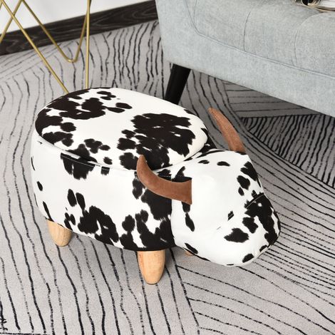 MEUBLIV Puf arcón 62x35x36 cm negro y blanco, con almacenaje y asiento cómodo (1/5)