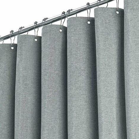 Rideau de douche surdimensionné 180x240 cm, voilage de bain en lin texturé, modèle extra-long avec 12 anneaux en plastique, idéal pour grande cabine, tissu résistant et élégant (1/4)