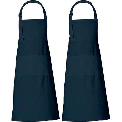 Tabliers de chef 2 pièces pour femmes et hommes, 8968 cm, tablier uni avec 3 poches (1/5)