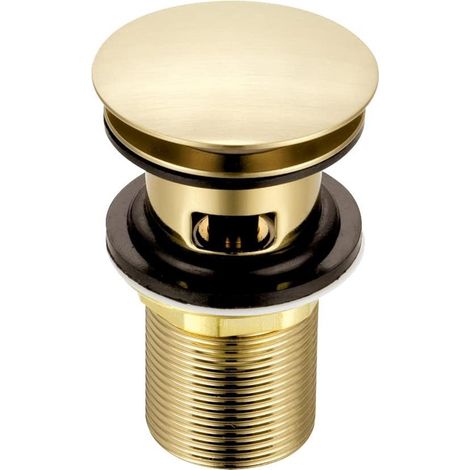 Bonde d'évier en laiton finition or brossé, en forme de champignon, avec trop-plein et raccord de salle de bain standard BSP.-AquaForge (1/2)