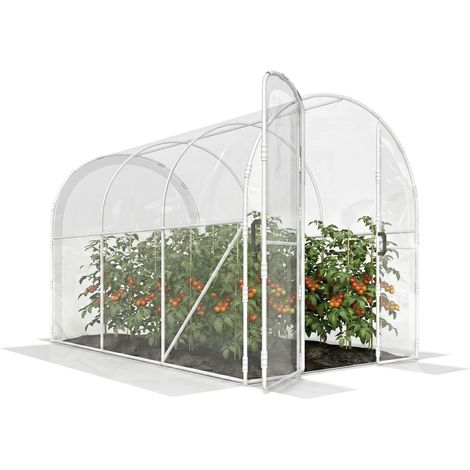 Polytunnel Greenhouse Walk-in Grow House with PE Cover, Door and Galvanised Steel Frame, 3 x 2 x 2m, Clear (1/5)