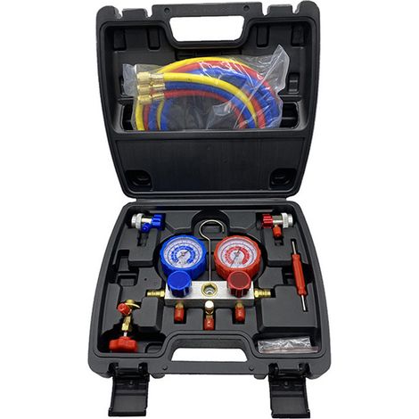 Ortviai Kit de Manomètres pour Climatisation – Manifold R134a/R22/R410a avec Double Jauge Précise et Mécanisme Anti-Choc (1/5)