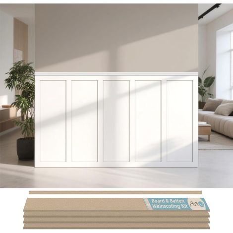 Kit de Panneaux Muraux MDF pour cuisine,chambre à coucher,salon,décoration d'intérieur,lattes de moulage avec bande de bord,Peignable (1/5)