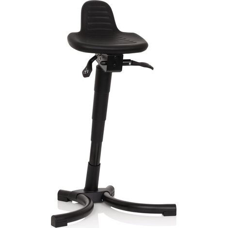 Stehhilfe / Arbeitsstuhl TOP WORK 34 PU schwarz Schaum Metallgestell hjh OFFICE (1/5)