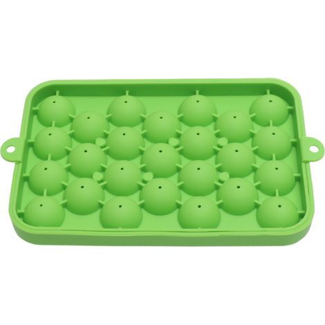 Bac à glaçons silicone 25 cases, moule boules de glace facile démoulage, mini sphères avec couvercle vert (1/5)