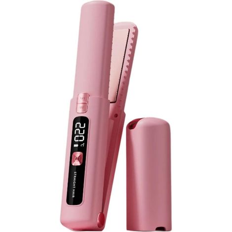 Lisseur sans fil 2-en-1 - Anti-frisottis ionique - Contrôle LCD de température - Rechargeable léger - Pratique pour voyages (1/5)