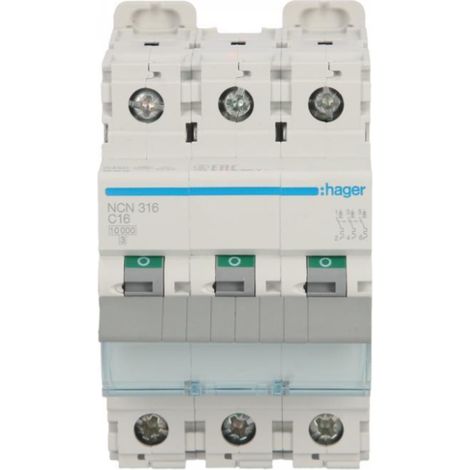 Disjoncteur triphasé C 16A 10kA AC NCN316