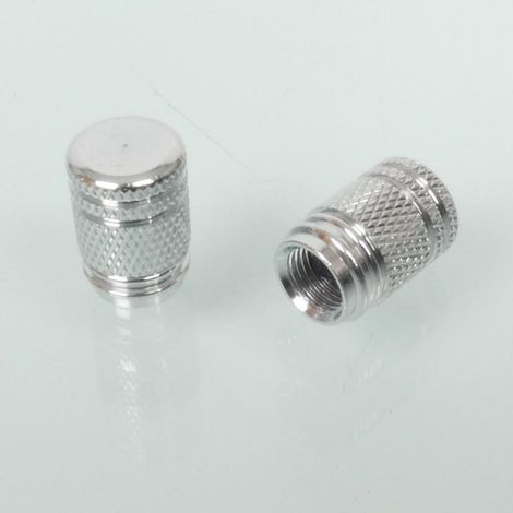 Bouchon de valve Bike It Round moleté aluminium chromé pour moto