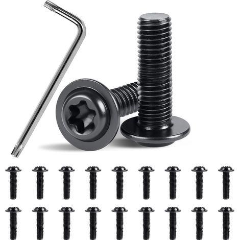 20 PCS Vis a Téte Bombée avec Bride Inox M8 x 16 mm, Vis a Téte Plate Torx Avec Clé Torx en Acier Inoxydable A2 V2A, Filetage Complet Noire pour Meubles, Appareils, Bois, Machines (1/5)