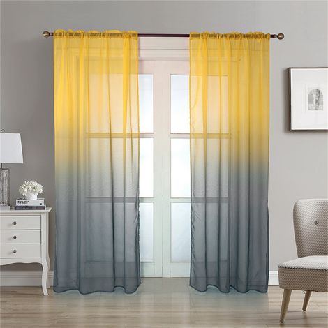Rideau En Polyester - Effet Dégradé - Poche Pour Tringle - Occultant Partiel - Pour Chambre Et Salon - 1 Pièce (1/5)