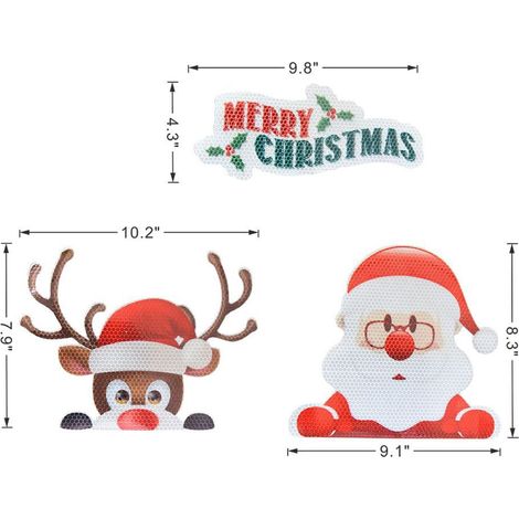 Autocollant Magnetique De Noël - Santa Réfléchissant - Pour Réfrigérateur Voiture Porte Métallique - Lot De 1 (1/4)