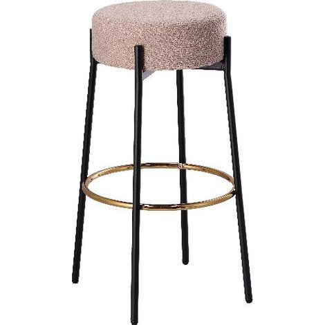 Sgabello da Bar Cucina in Tessuto e Struttura in Ferro Boucle Beige 77,5 cm (1/2)