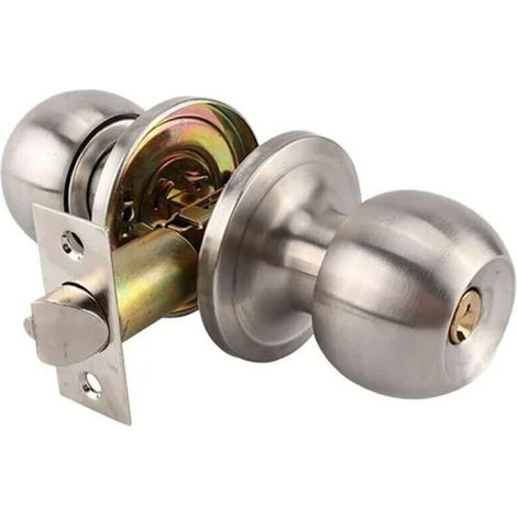 Serrure à bille en acier inoxydable - Poignée de porte avec verrou - Intérieur et extérieur - Finition satinée - 1 serrure incluse.