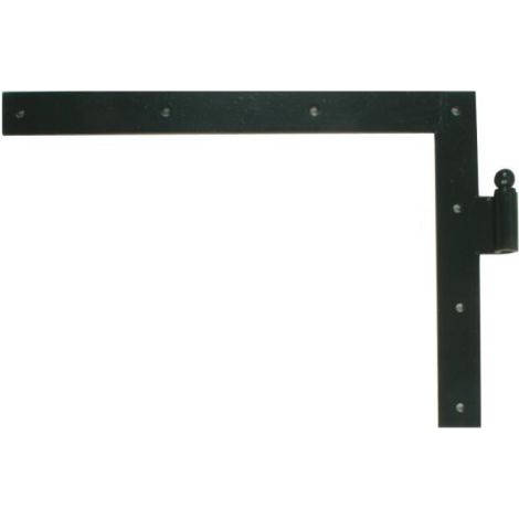 Paumelle équerre haute gauche 400 x 550 mm à boule en acier phorétique noir à visser pour volets et portail (1/2)