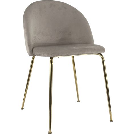 Marvin Sedia in Velluto e Oro Oslo da Sala Pranzo Con Gambe Metallo Dorate Seduta Imbottita Sedie Poltroncine Di Design Per Salotto Soggiorno Moderne Tortora - 1 Sedia (1/4)